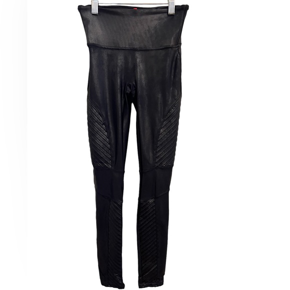 SPANX Faux Leather Moto Legging Very Black Size Small - Picture 1 of 12